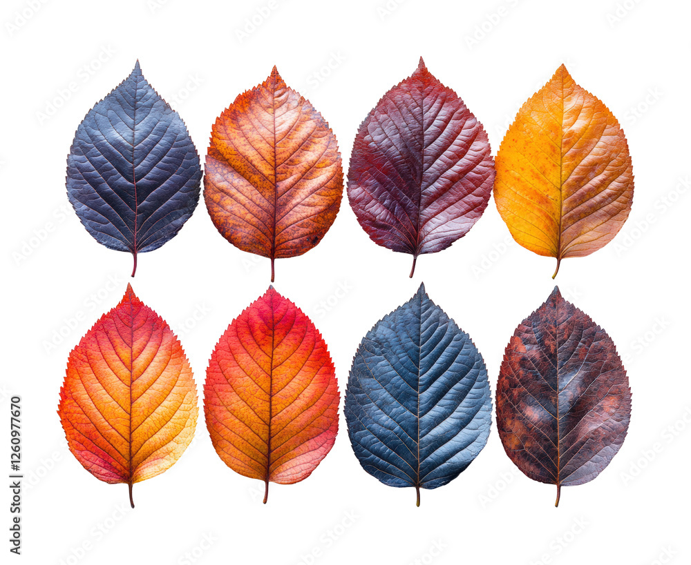 Obraz premium Colorful autumn leaves display nature isolated on transparent background - Generative AI