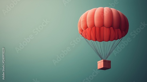 Colorful hot air balloon floating against a clear blue sky providing a serene...