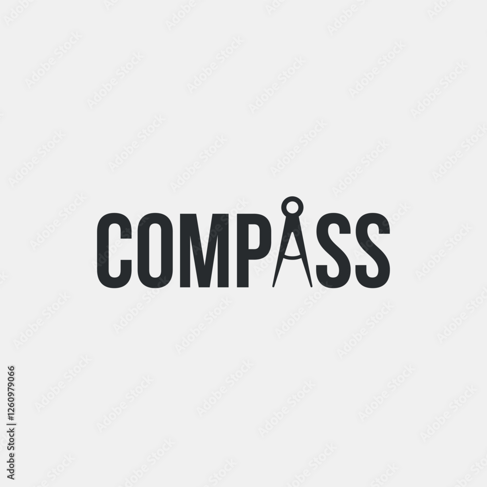 Vector compass minimal text logo design Vector compass minimal text logo design