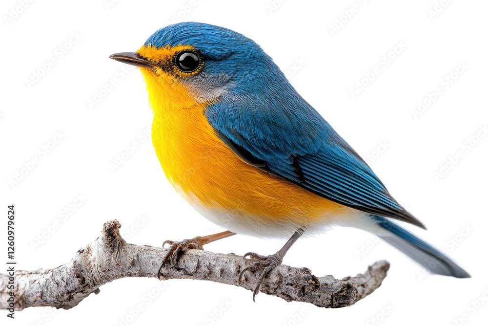 Fototapeta premium Vibrant bird perched on branch nature isolated on transparent background - Generative AI