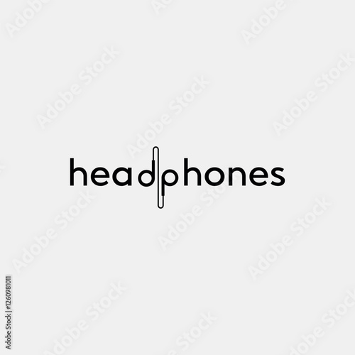 Vector headphones minimal text logo design