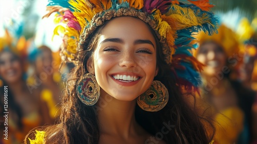 Colorful celebration at a vibrant street festival with joyful participants dr...