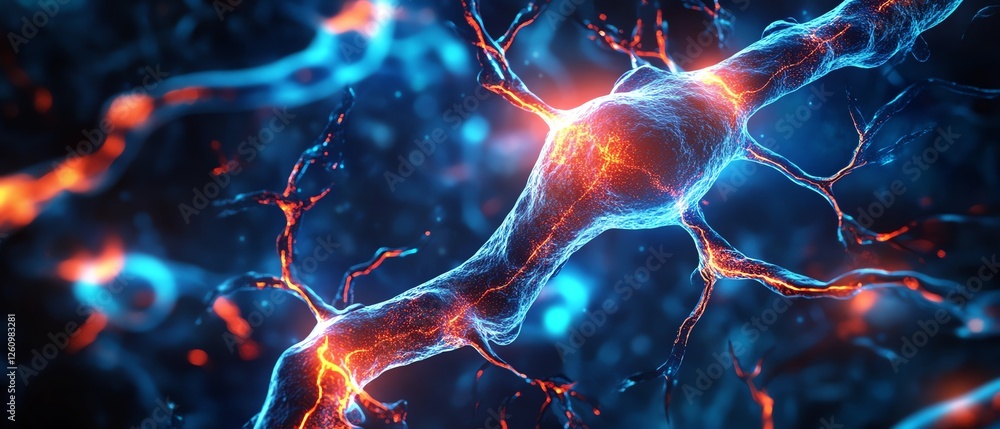 Abstract visualization of neuron connections. Abstract visualization of neuron connections.