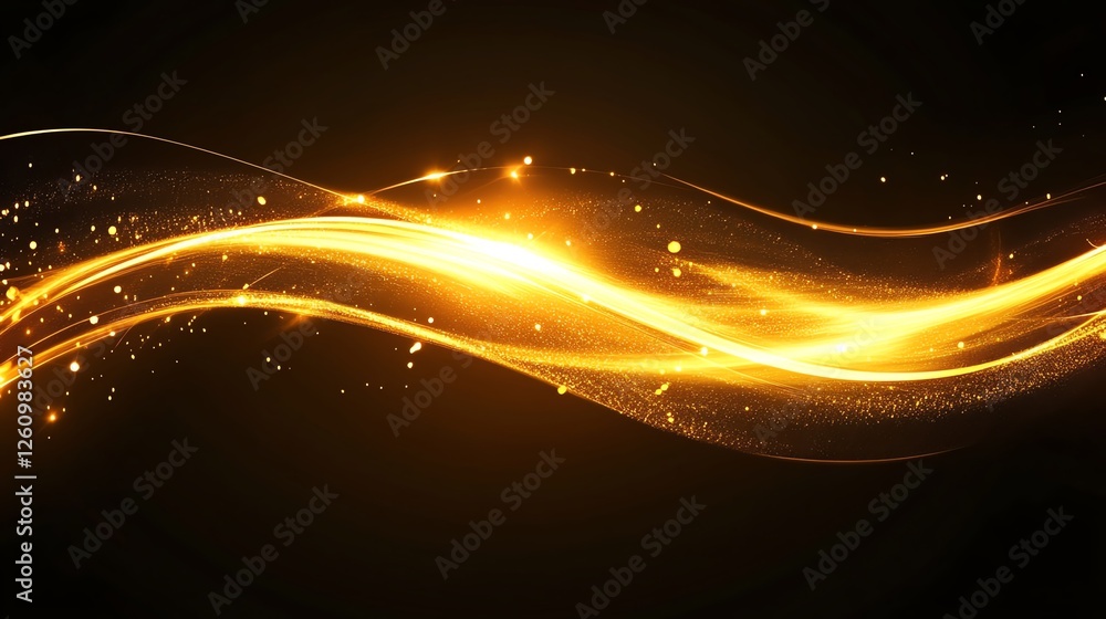 Fototapeta premium Elegant golden wave with sparkling light effects.