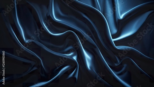 Wallpaper Mural Flowing dark blue fabric creates a sense of tranquility and sophistication in a minimalist design. The gentle curves and textures enhance visual appeal and depth Torontodigital.ca