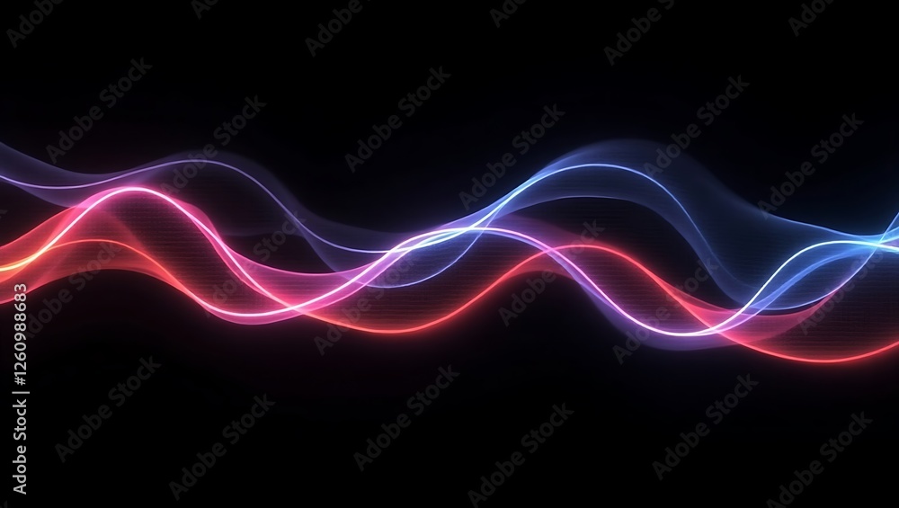 Abstract colorful wavy glowing lines. Generative Ai. Abstract colorful wavy glowing lines. Generative Ai.