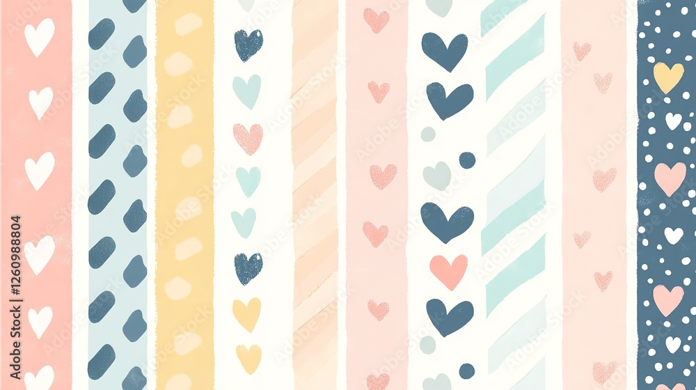 Pastel Hearts Stripes And Dots Abstract Pattern Pastel Hearts Stripes And Dots Abstract Pattern