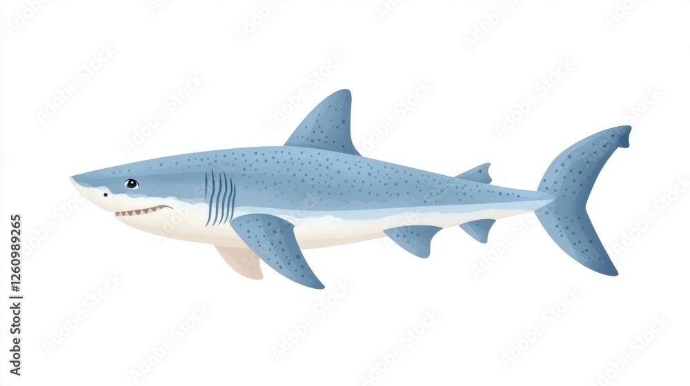 Naklejka premium Illustration of a Blue Shark Swimming Gracefully in the Ocean with a Cheerful Expression