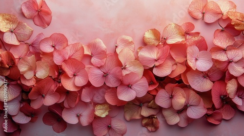 Vibrant pink cherry blossoms scattered on a soft surface during a serene spri...