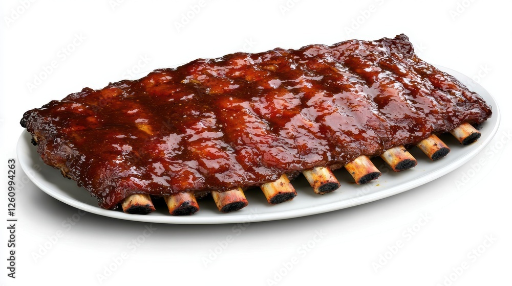 Obraz premium Savoring juicy barbecue ribs backyard food photography outdoor close-up culinary delight