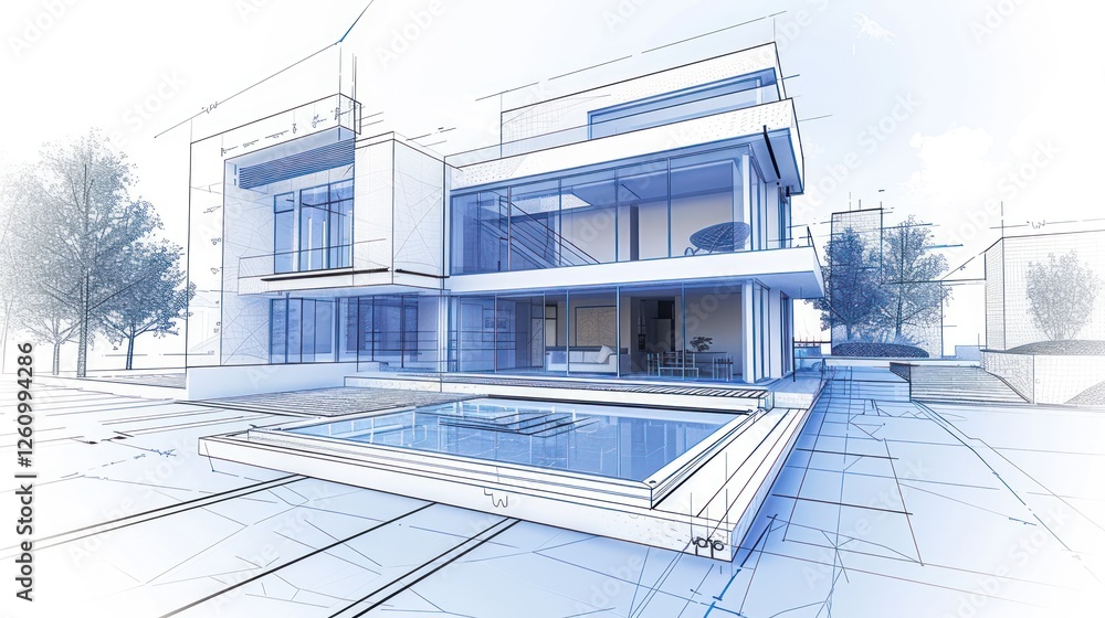 Fototapeta premium The intricate blueprint of a contemporary home show