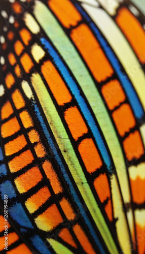 Butterfly Wings Close-Up: An ultra-close image of butterfly wings, revealing their tiny, iridescent scales and intricate patterns that transition between vibrant colors.