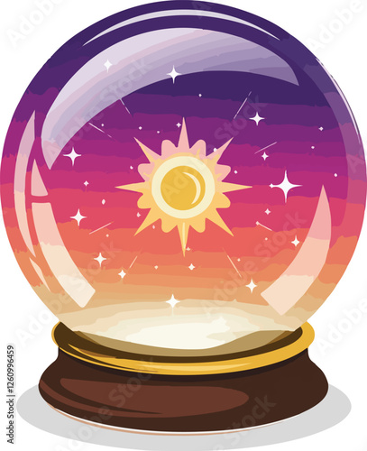 crystal ball fortune teller sun stars sky