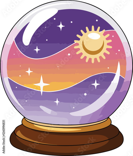 crystal ball fortune teller sun stars sky