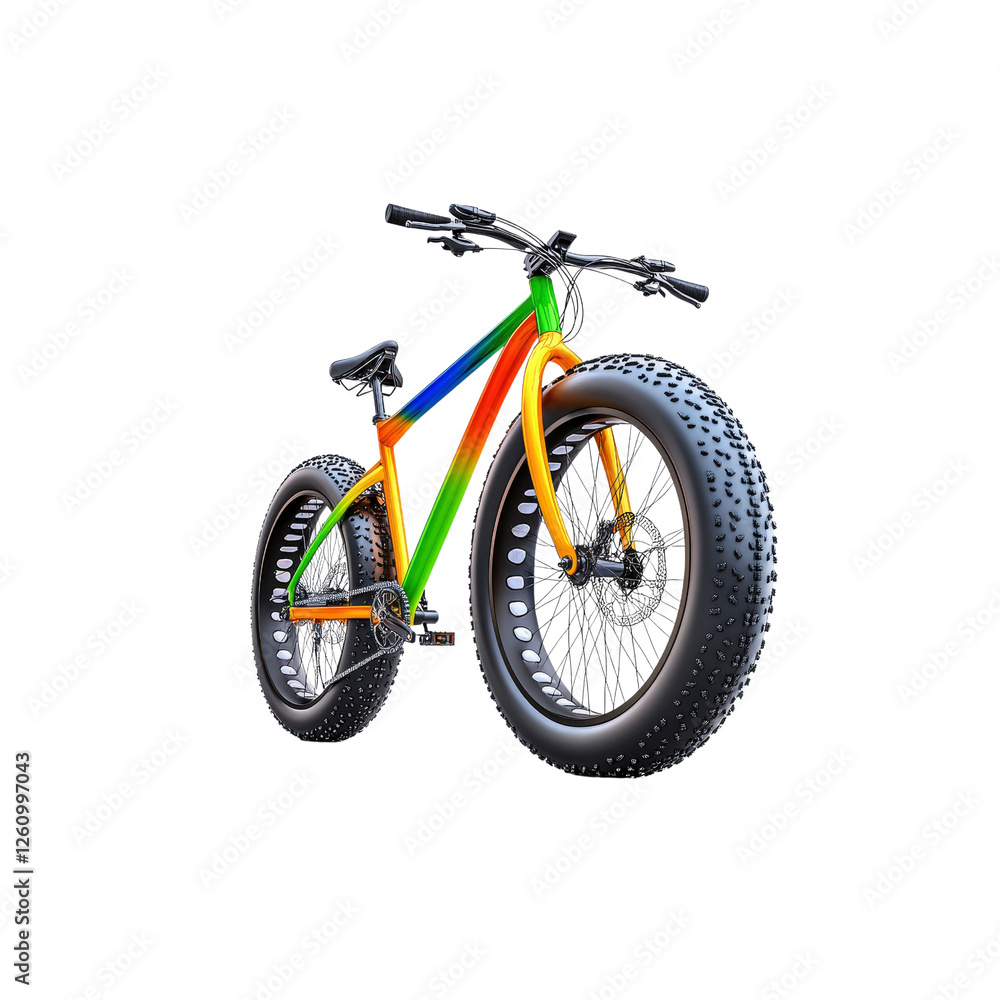 Fototapeta premium Colorful Fat Tire Mountain Bike Isolated on White Background