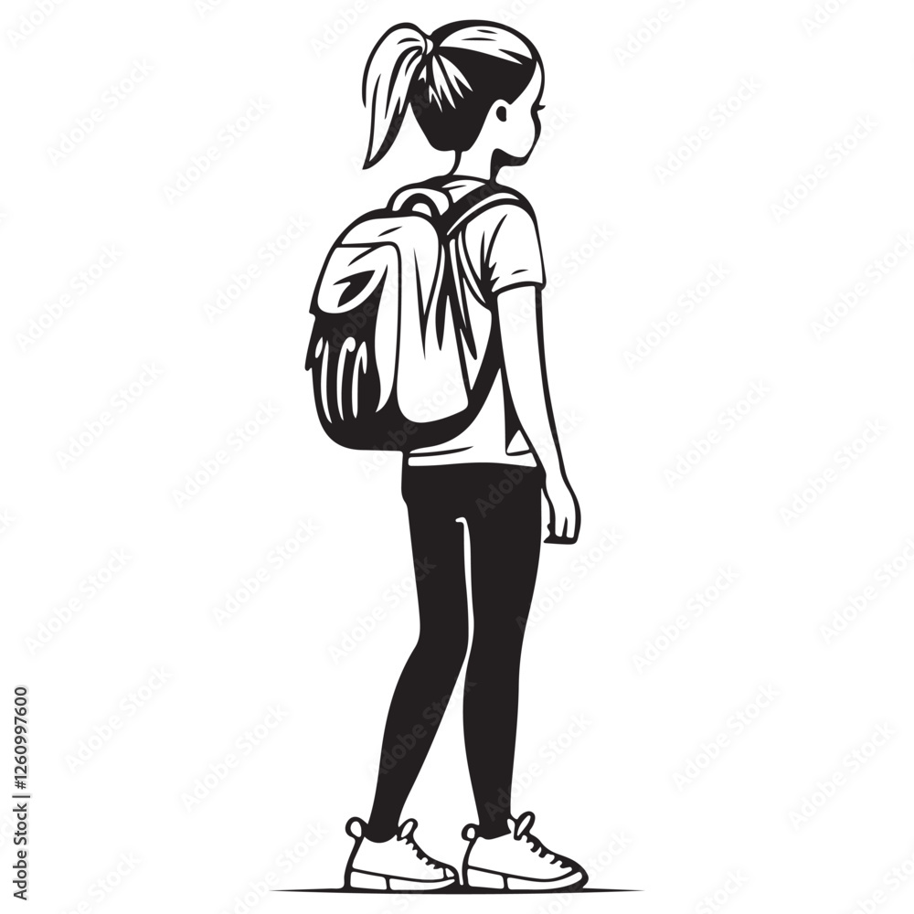 Dreamy Teen Girl Silhouette – Artistic Sketch Vector Dreamy Teen Girl Silhouette – Artistic Sketch Vector