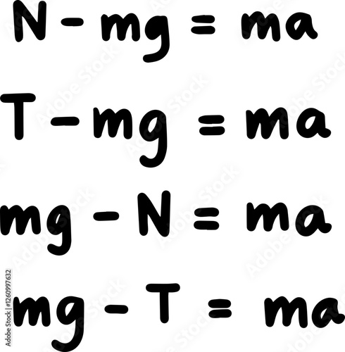 Force mass Newton's laws physics handwritten