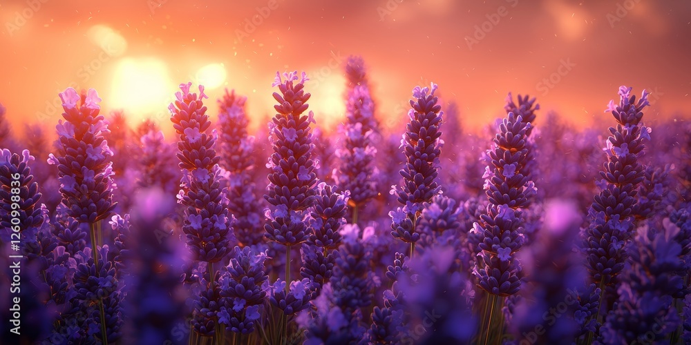 Fototapeta premium Serene Lavender Blossoms: A Close-Up of Nature’s Tranquility