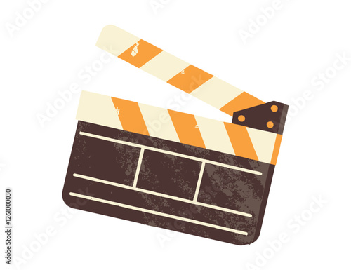 Clapperboard for movie production. Clapper board, video synchronization. Flat vector retro illustration isolated on white background
