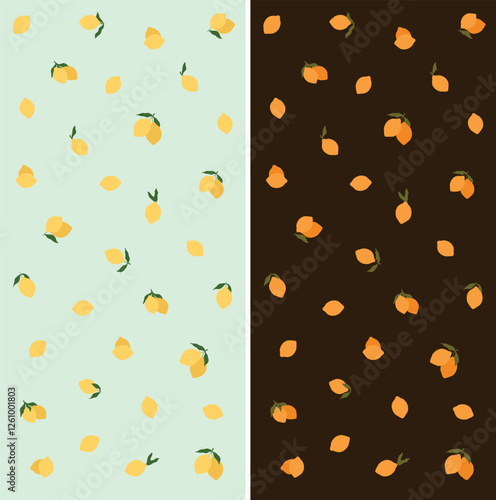 Repeat all over print pattern of lemons and oranges