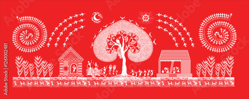 Vibrant Warli Paintings: Celebrating Indian Village Life. Warli art, Indian tribal art, Warli painting, Indian village life.