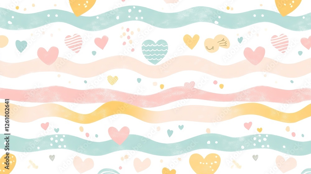 Abstract Pastel Hearts Waves Pattern Design Abstract Pastel Hearts Waves Pattern Design