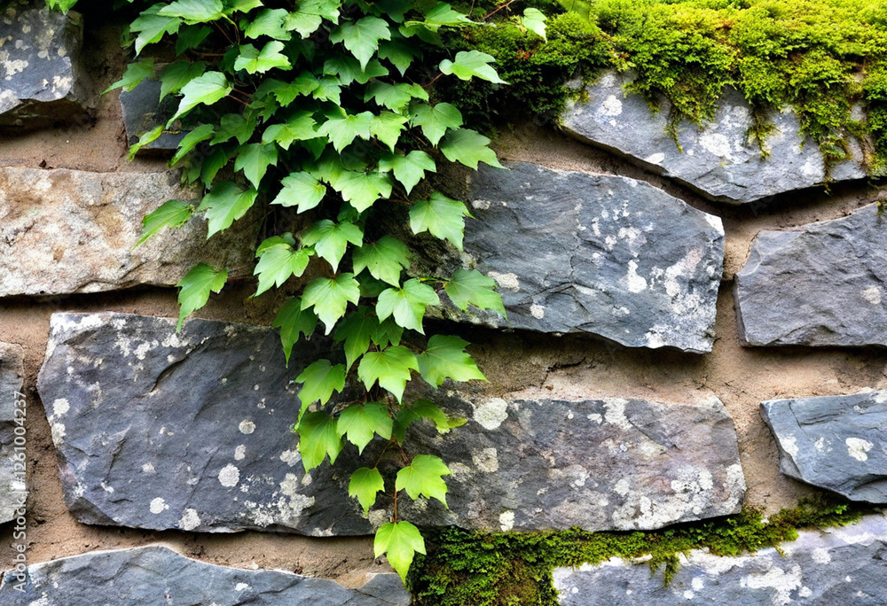 Creeping Ivy and Moss: A soothing, green-toned botanical art piece depicting winding ivy tendrils, delicate moss clusters, and soft green ferns intertwined along old stone walls, with light cascading Creeping Ivy and Moss: A soothing, green-toned botanical art piece depicting winding ivy tendrils, delicate moss clusters, and soft green ferns intertwined along old stone walls, with light cascading