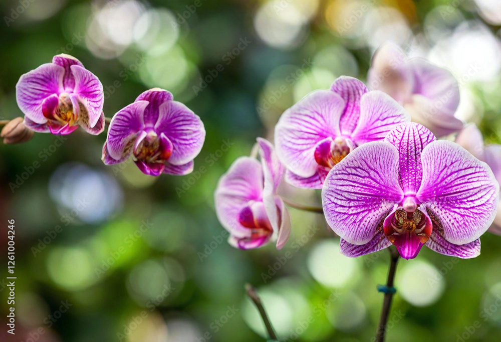 Exotic Orchid Species: A beautifully intricate botanical illustration of rare and exotic orchids with distinct patterns, colors ranging from soft white to deep purple, all set in vivid detail to highl Exotic Orchid Species: A beautifully intricate botanical illustration of rare and exotic orchids with distinct patterns, colors ranging from soft white to deep purple, all set in vivid detail to highl