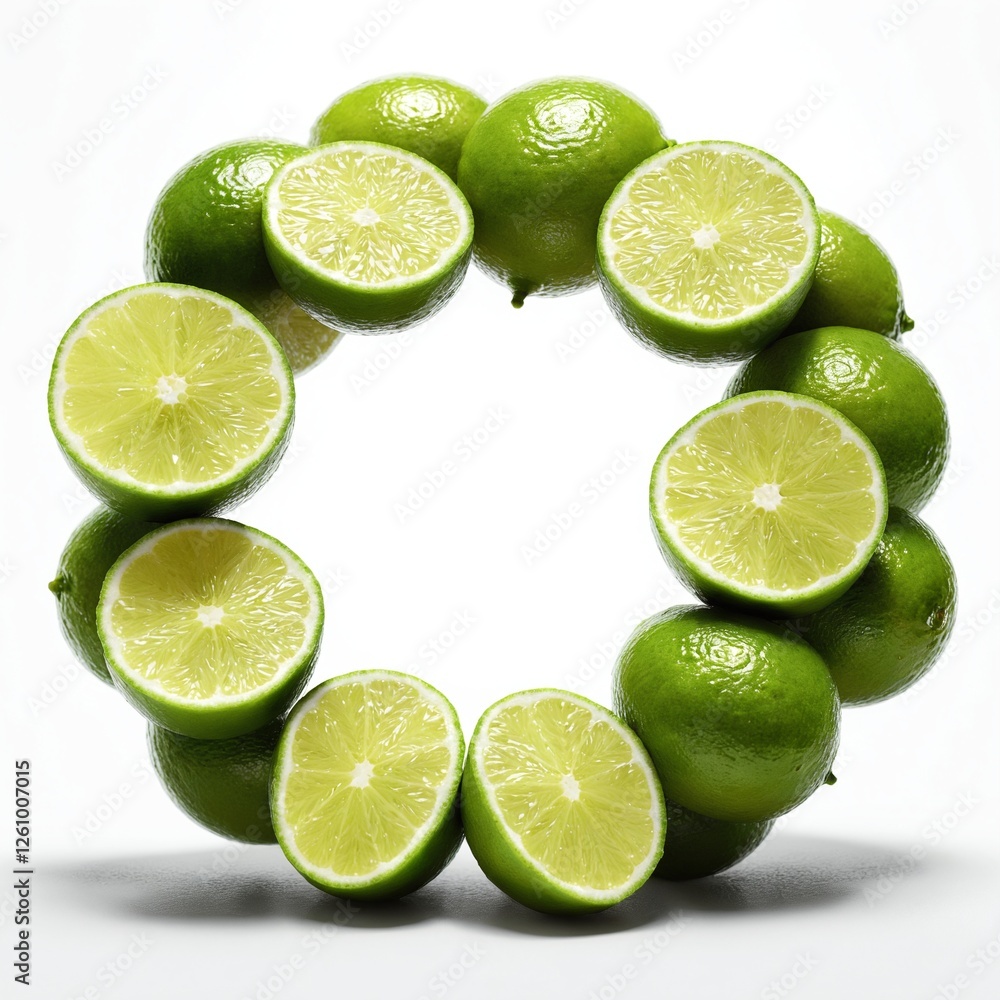 Green lime fruits on white. Green lime fruits on white.