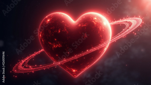 Heart Planet in Space 