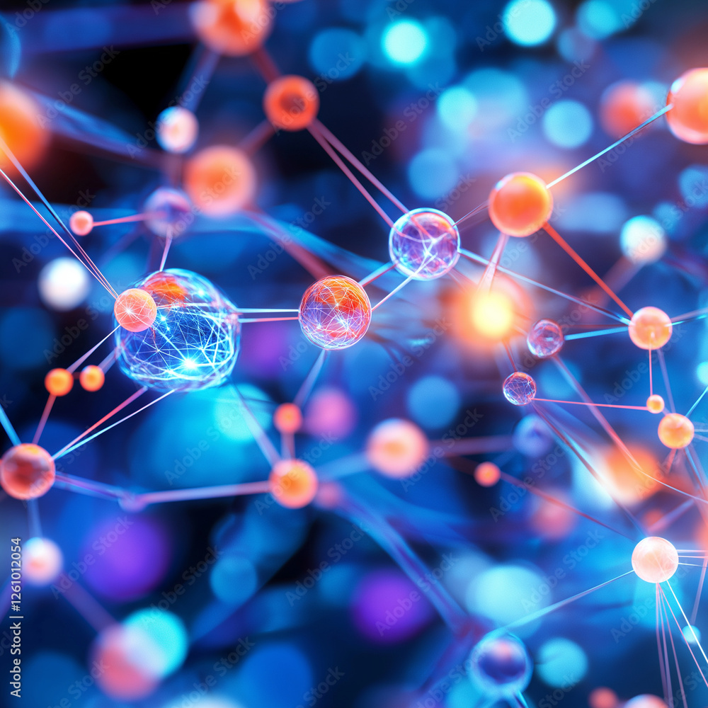 Digital abstract network with glowing nodes and connections Digital abstract network with glowing nodes and connections