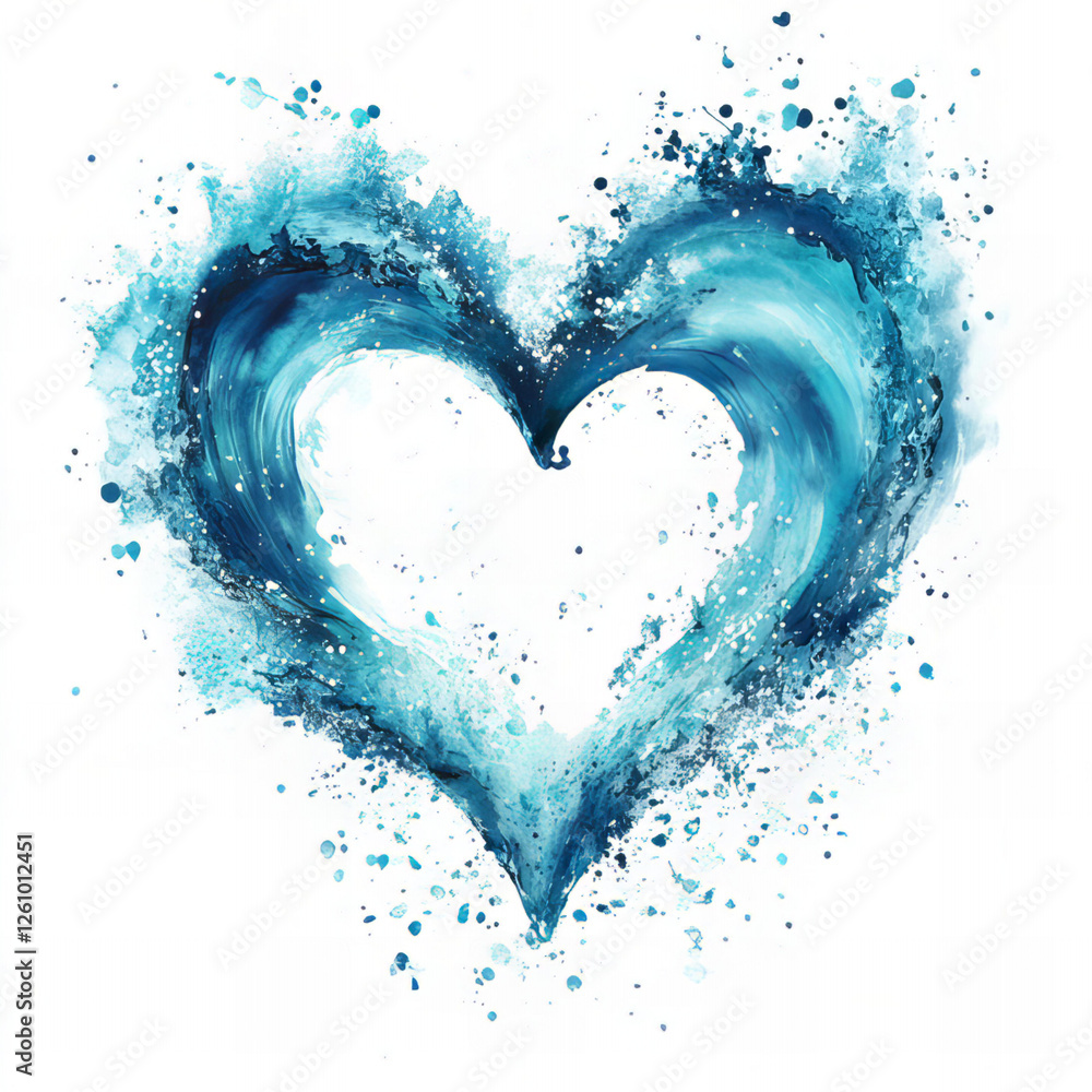 Heart Shape Formed by Splashes of Blue Water Heart Shape Formed by Splashes of Blue Water
