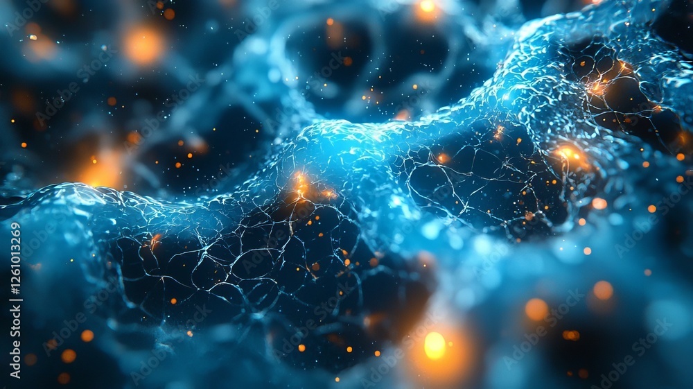 Abstract blue network with glowing nodes, representing connectivity and innovation in technology and science. Abstract blue network with glowing nodes, representing connectivity and innovation in technology and science.