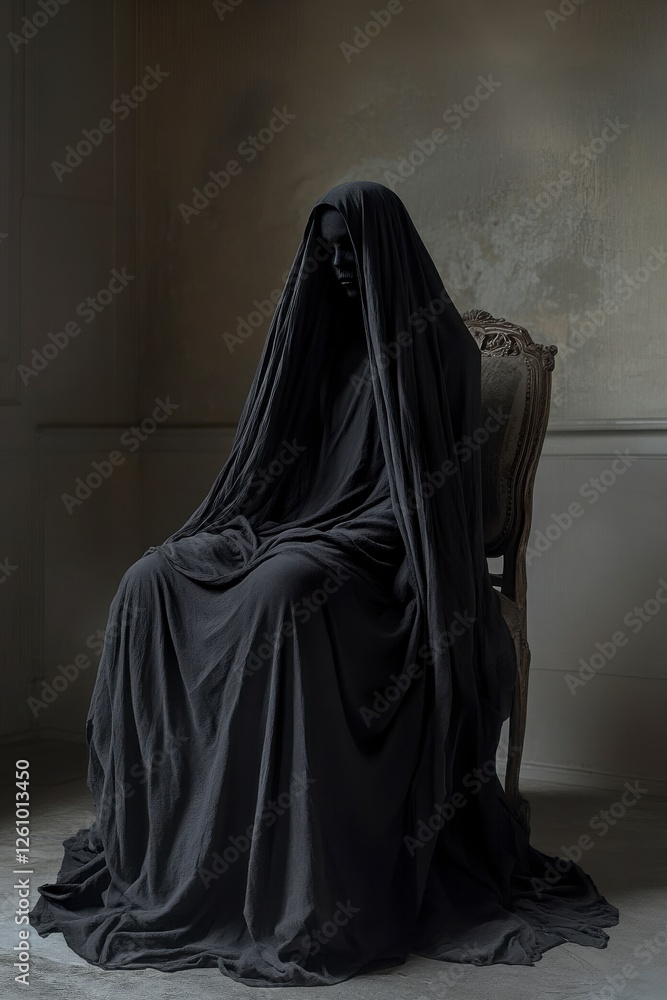Dark Figure Seated In Ornate Chair Dark Figure Seated In Ornate Chair