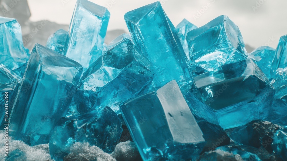 Close Up of Textured Blue Ice Crystals Forming a Natural Abstract Background Close Up of Textured Blue Ice Crystals Forming a Natural Abstract Background