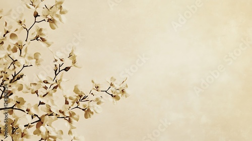 Delicate White Blossoms Against A Beige Background