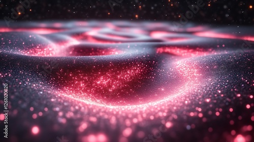 Glowing Pink Glitter Waves Abstract Background