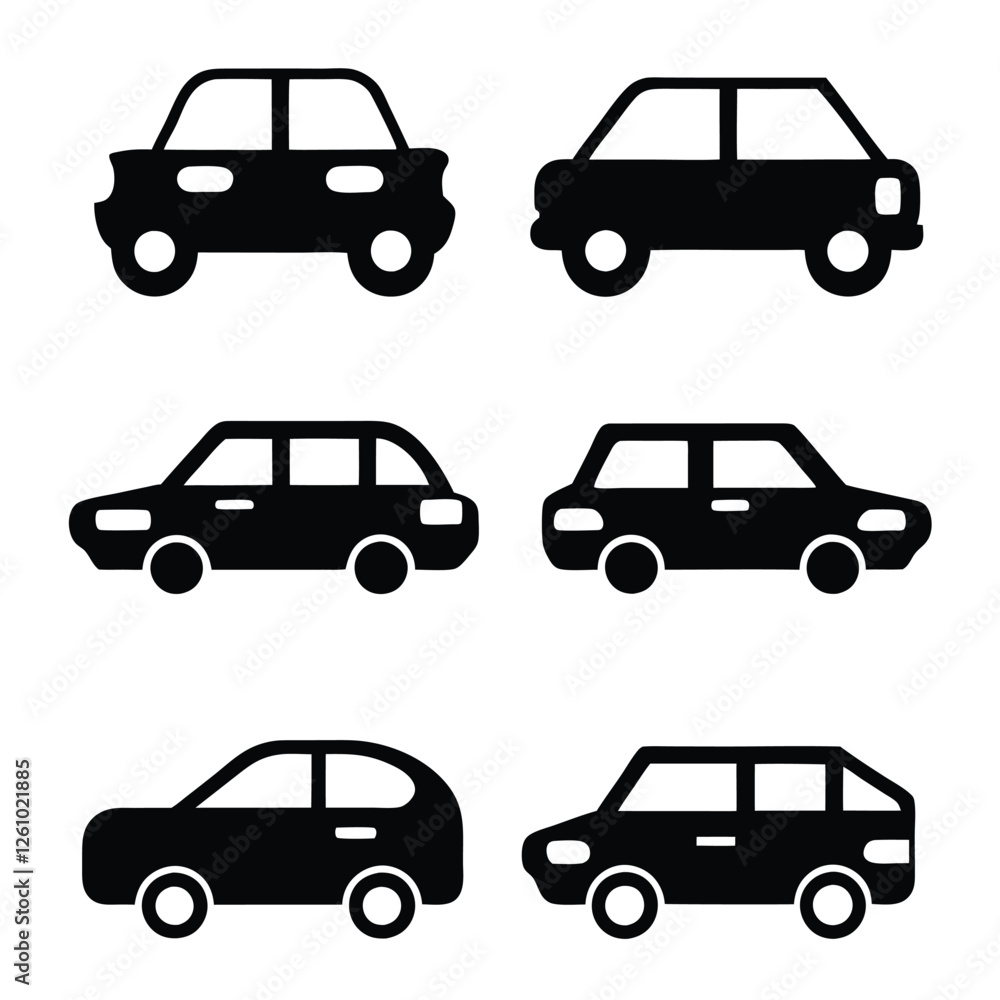 Diverse Vehicle Silhouettes Trucks, Vans, and Cars