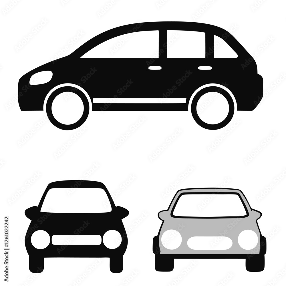 Luxury and Economy Car Silhouettes in Vector Format Luxury and Economy Car Silhouettes in Vector Format
