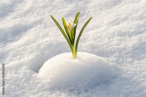 Wallpaper Mural Young Sprout Emerging Through Snow, Signaling the End of Winter and the Arrival of Spring Torontodigital.ca