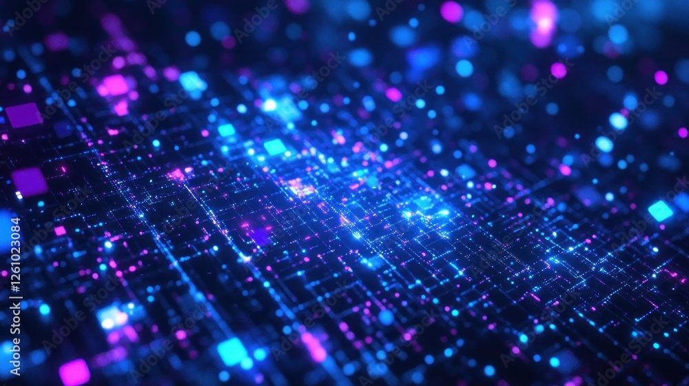 Obraz premium Abstract digital data flow; glowing network; technology background; website banner