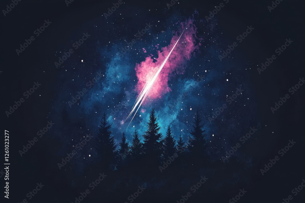 A dark sky with a bright streak of light shooting through it A dark sky with a bright streak of light shooting through it