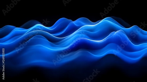Abstract Blue Waves Digital Art Background