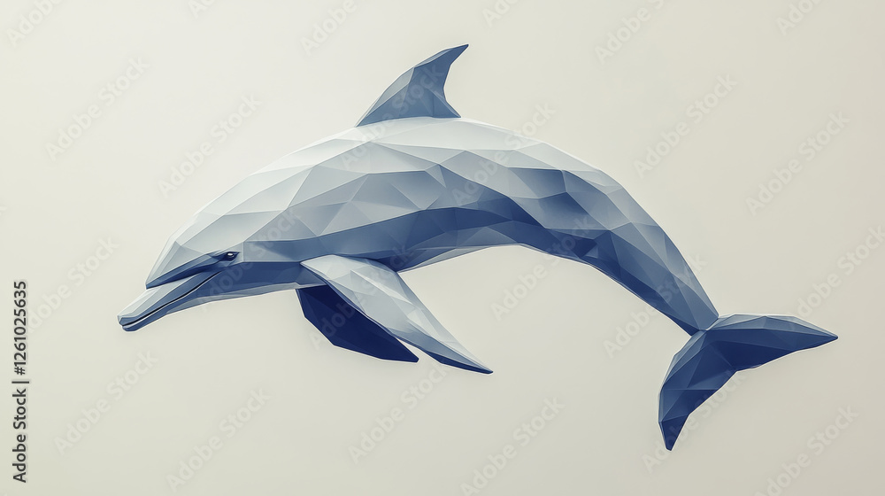 Fototapeta premium Polygonal dolphin with sleek angular facets resembling paper art