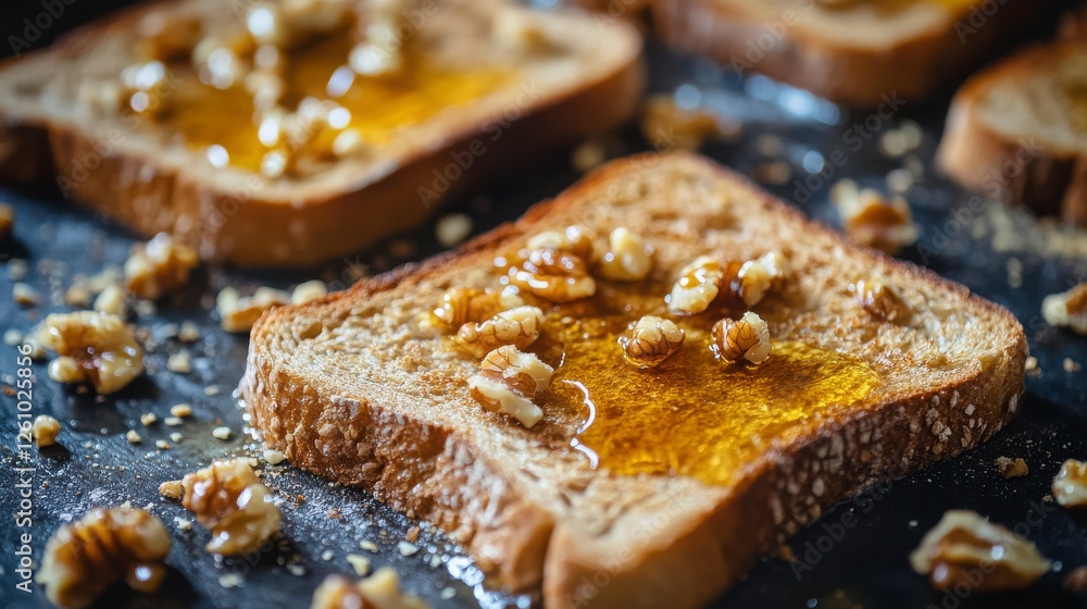 Toasted Bread with Honey and Walnuts Toasted Bread with Honey and Walnuts