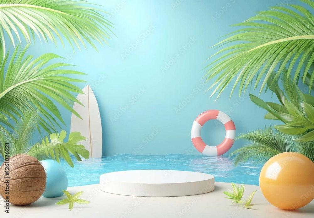 Obraz premium Tropical Summer Product Display Podium