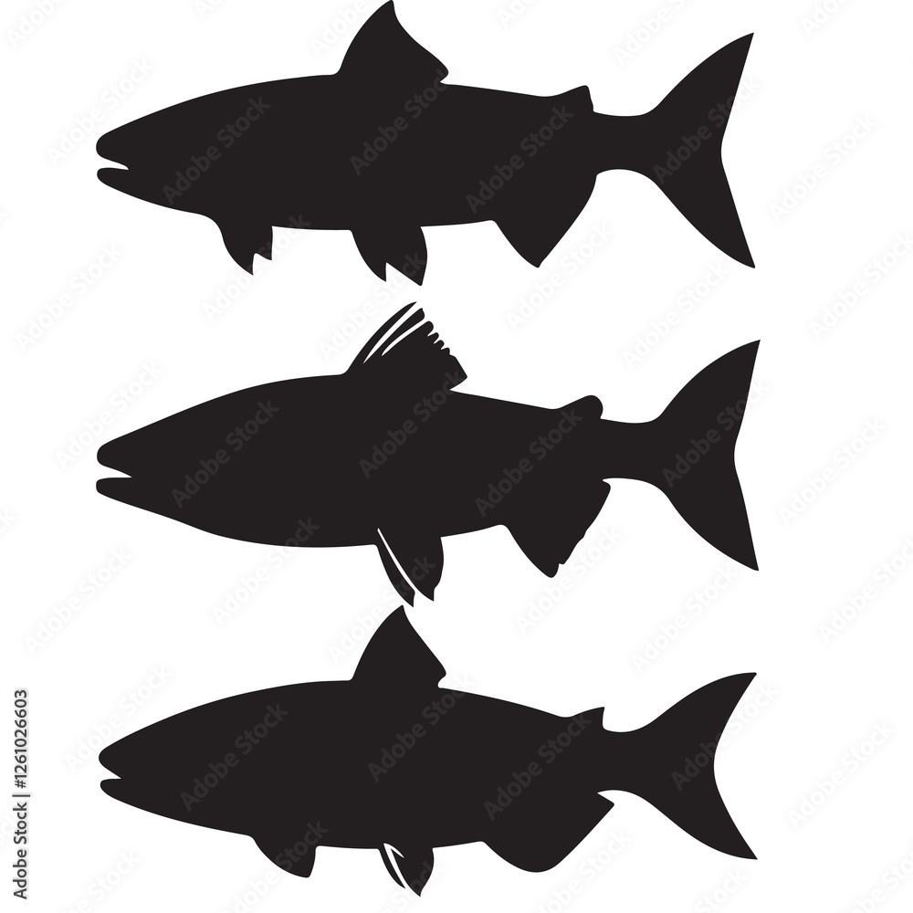 Obraz premium Silhouette of arctic char fish stock illustration, Fish vector illustration.