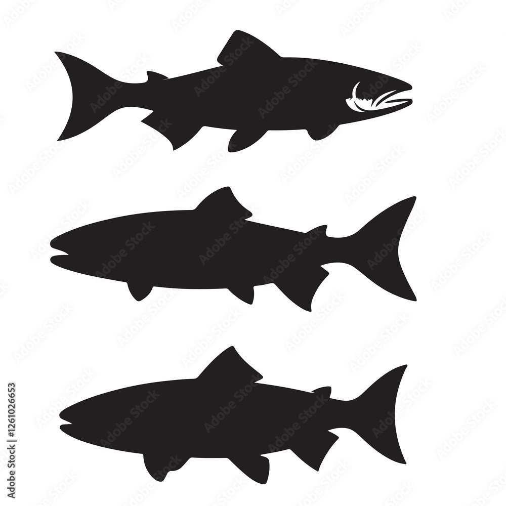 Silhouette of arctic char fish stock illustration, Fish vector illustration. Silhouette of arctic char fish stock illustration, Fish vector illustration.