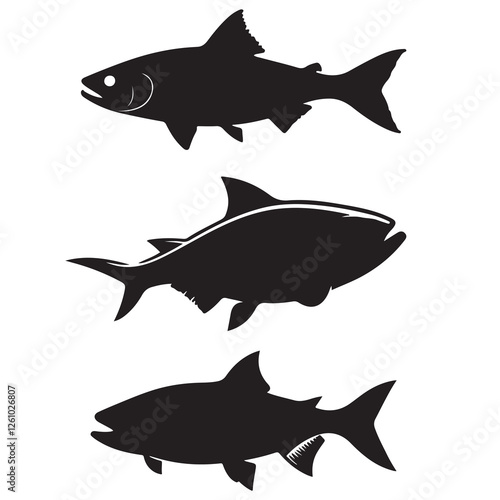 Silhouette of arctic char fish stock illustration, Fish vector illustration.