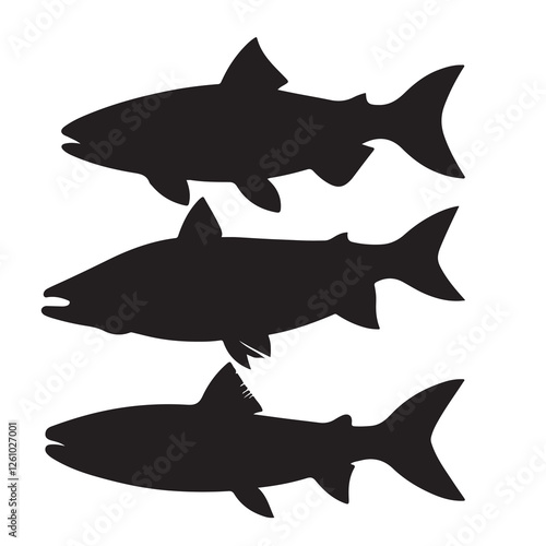 Silhouette of arctic char fish stock illustration, Fish vector illustration.